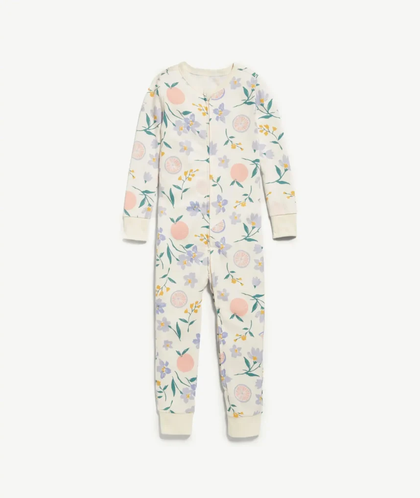 Grenouillère pour tout-petit et bébé crème a fleurs