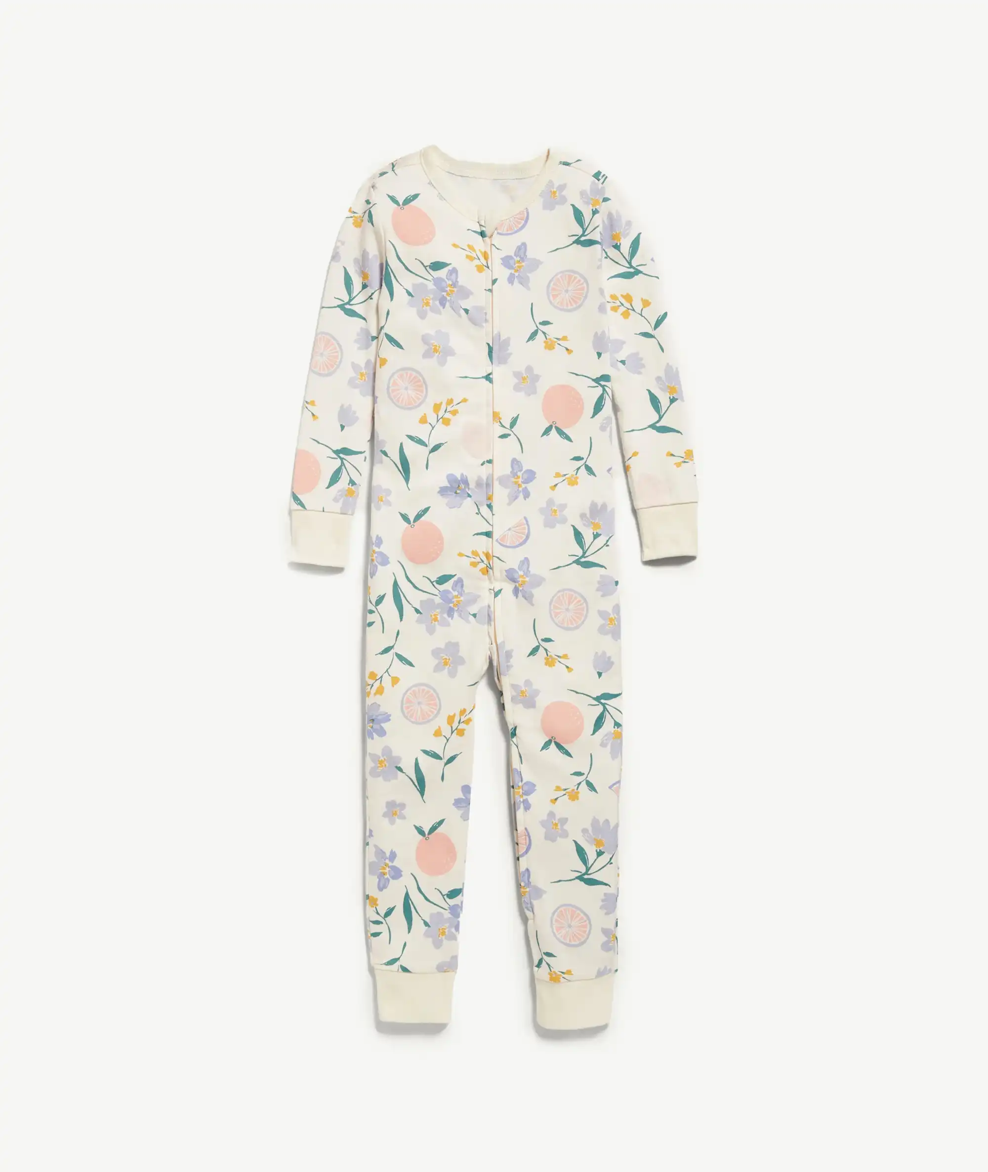 E-160040003-002_A Grenouillère pour tout-petit et bébé crème a fleurs – Image 1