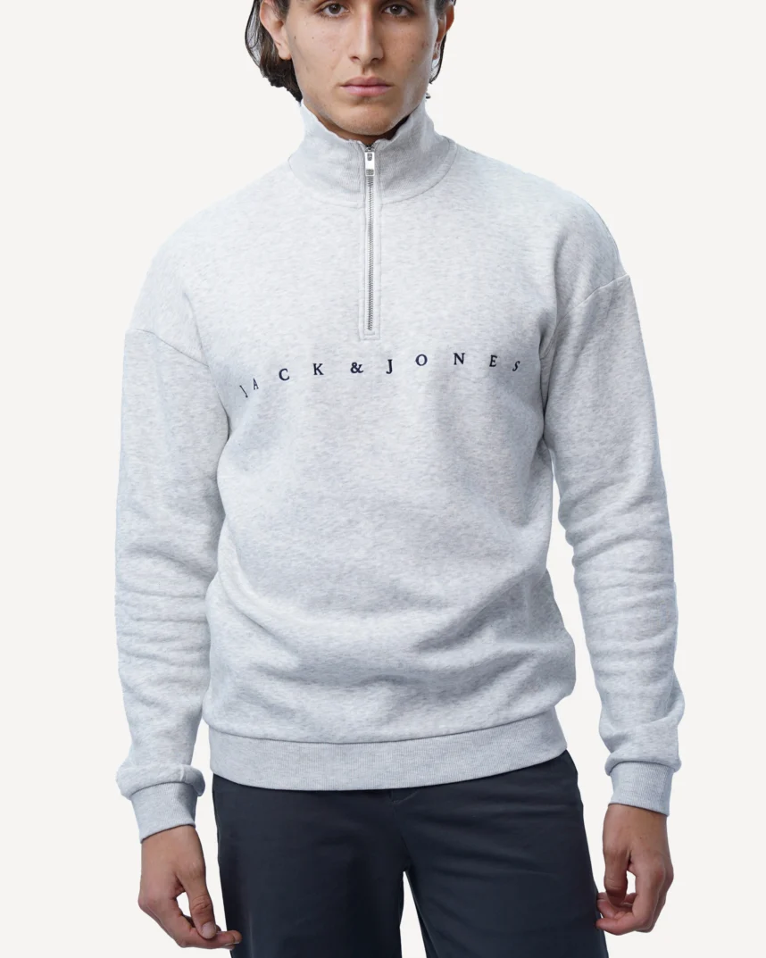 Sweat Demi-Zippé En Coton Coupe Décontractée