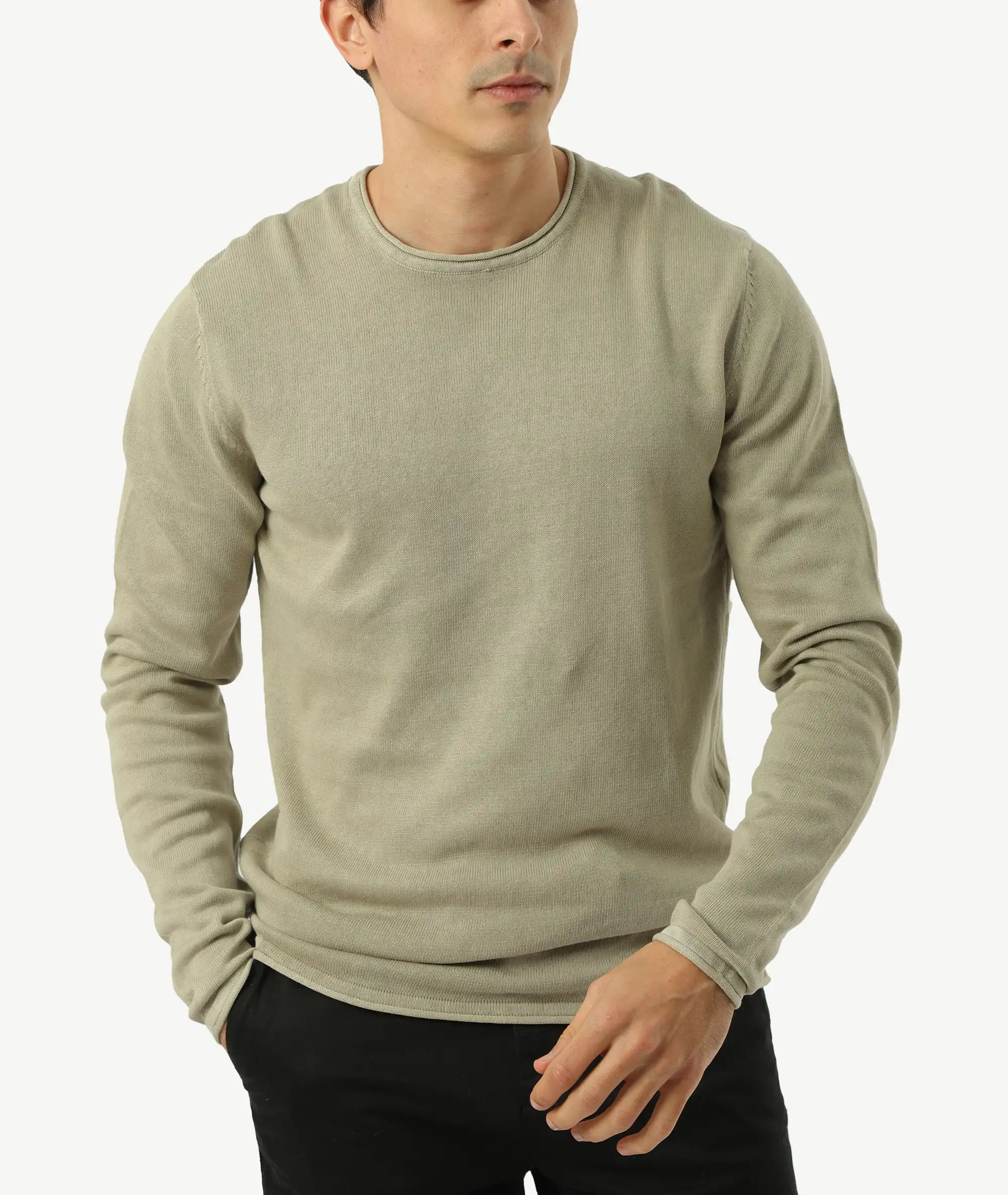 E-161021001-009_A Pull Col Rond ONLY&SONS Vert-Gris – Image 1
