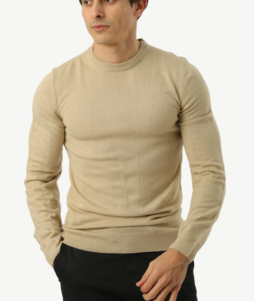 Pull Col Rond ZARA Beige