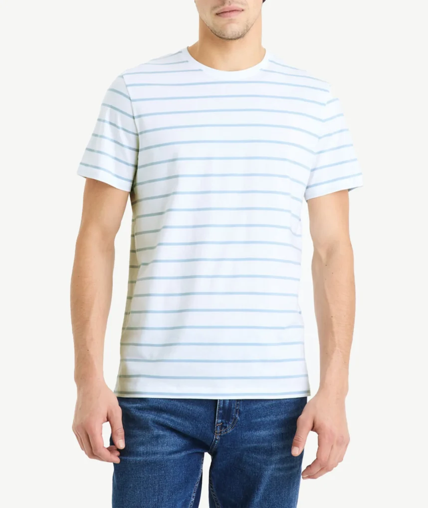 T-Shirts Celio À Rayures Blanc