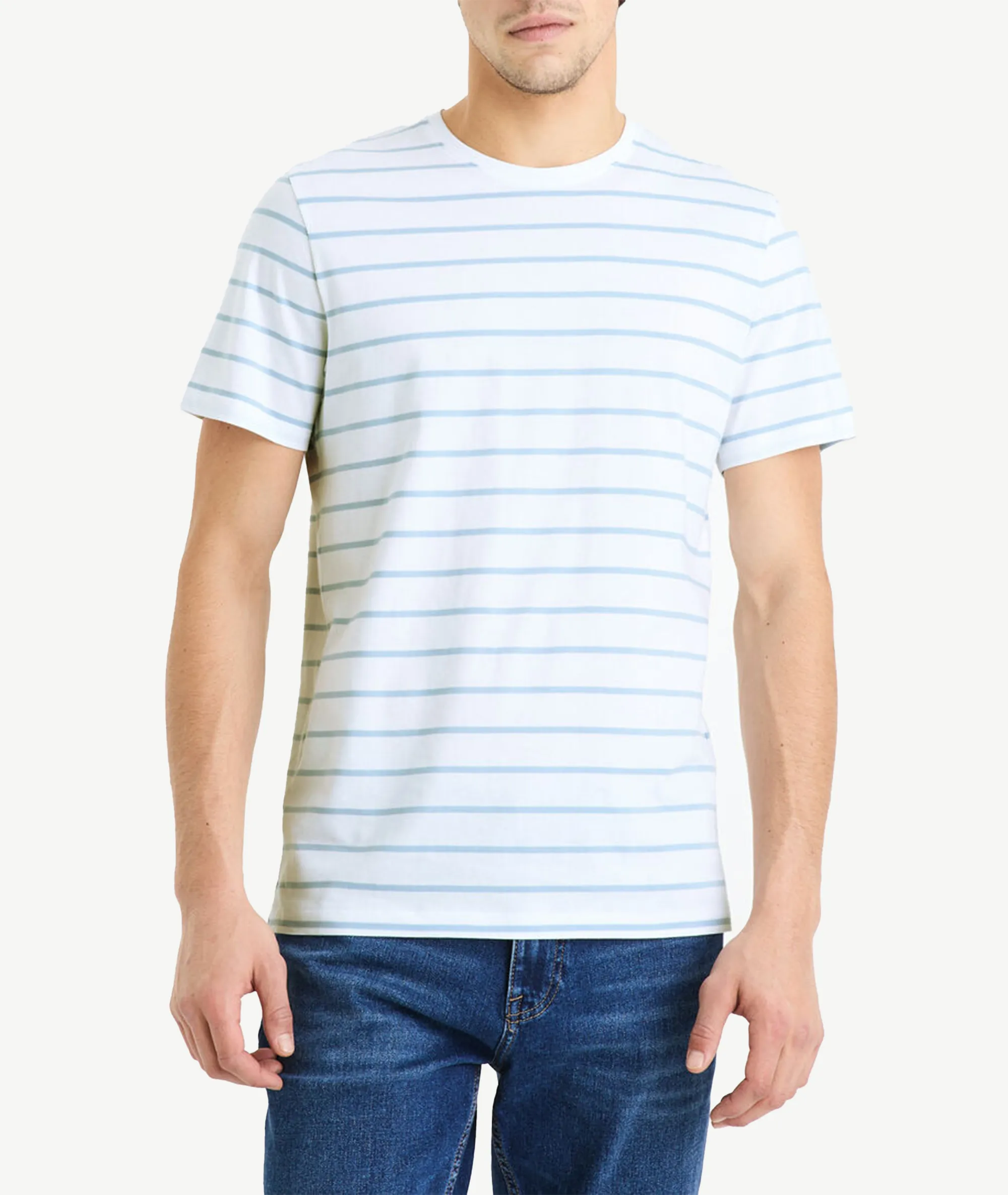 E-114034008-002_A T-Shirts Celio À Rayures Blanc – Image 1