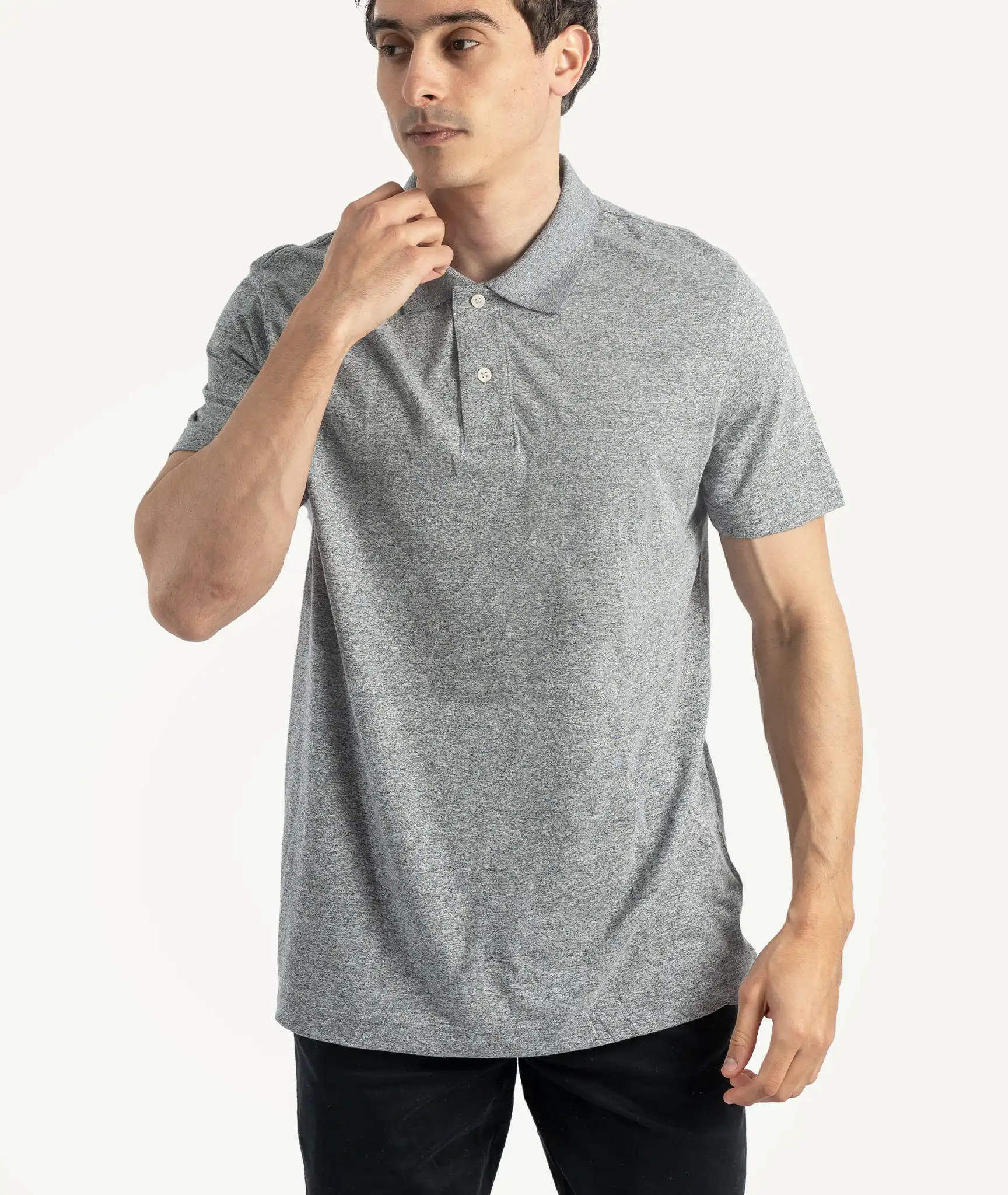 E-126020001-008_A Polos ESPRIT Basique Gris Chiné – Image 1