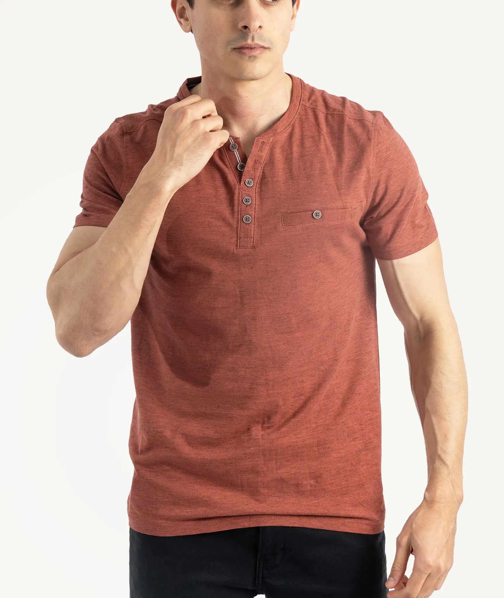 E-143034014-018_A T-Shirts Jules Basique Rouge Brique – Image 1