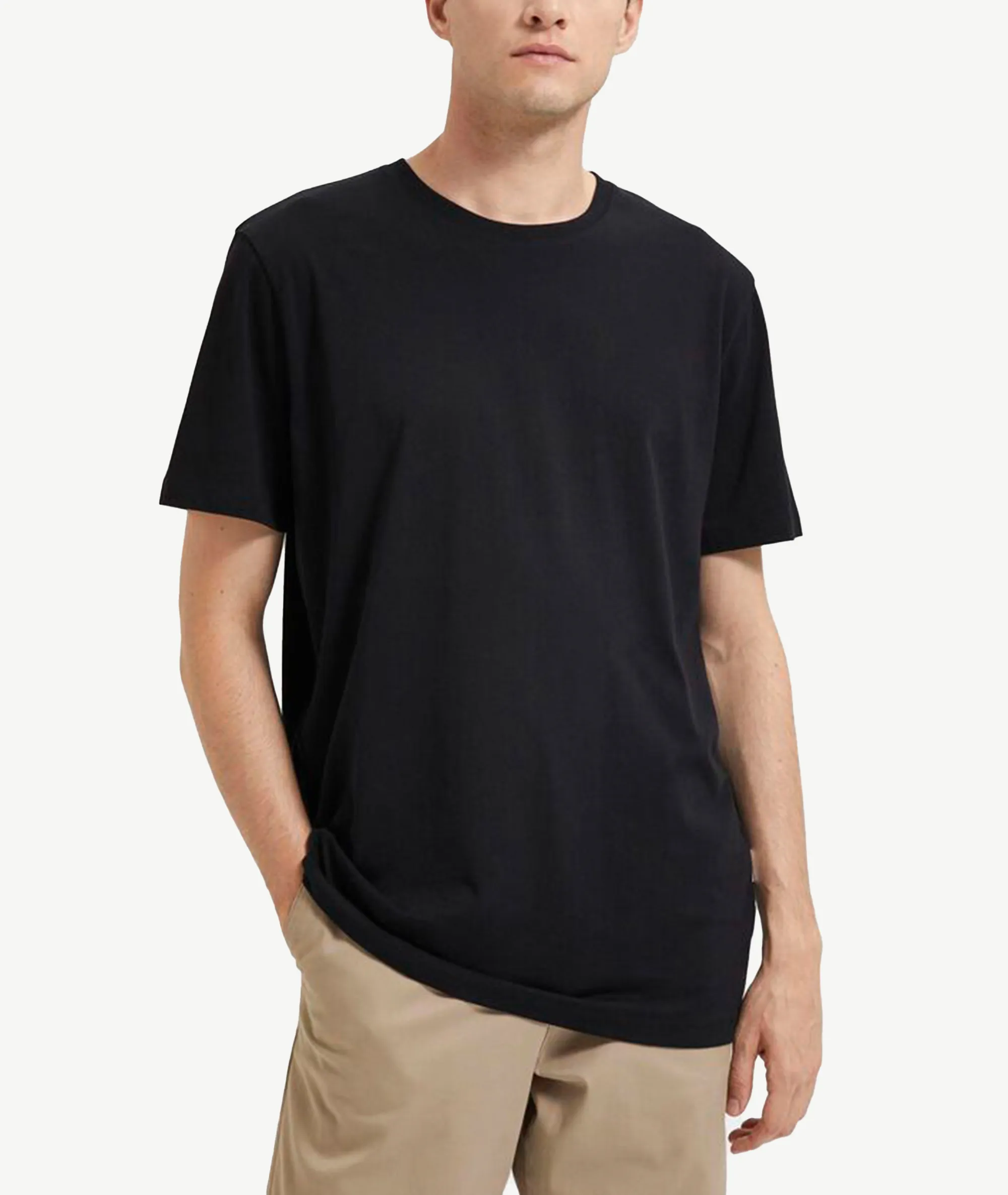 E-177034003-003_A T-Shirts Selected Basique Noir – Image 1