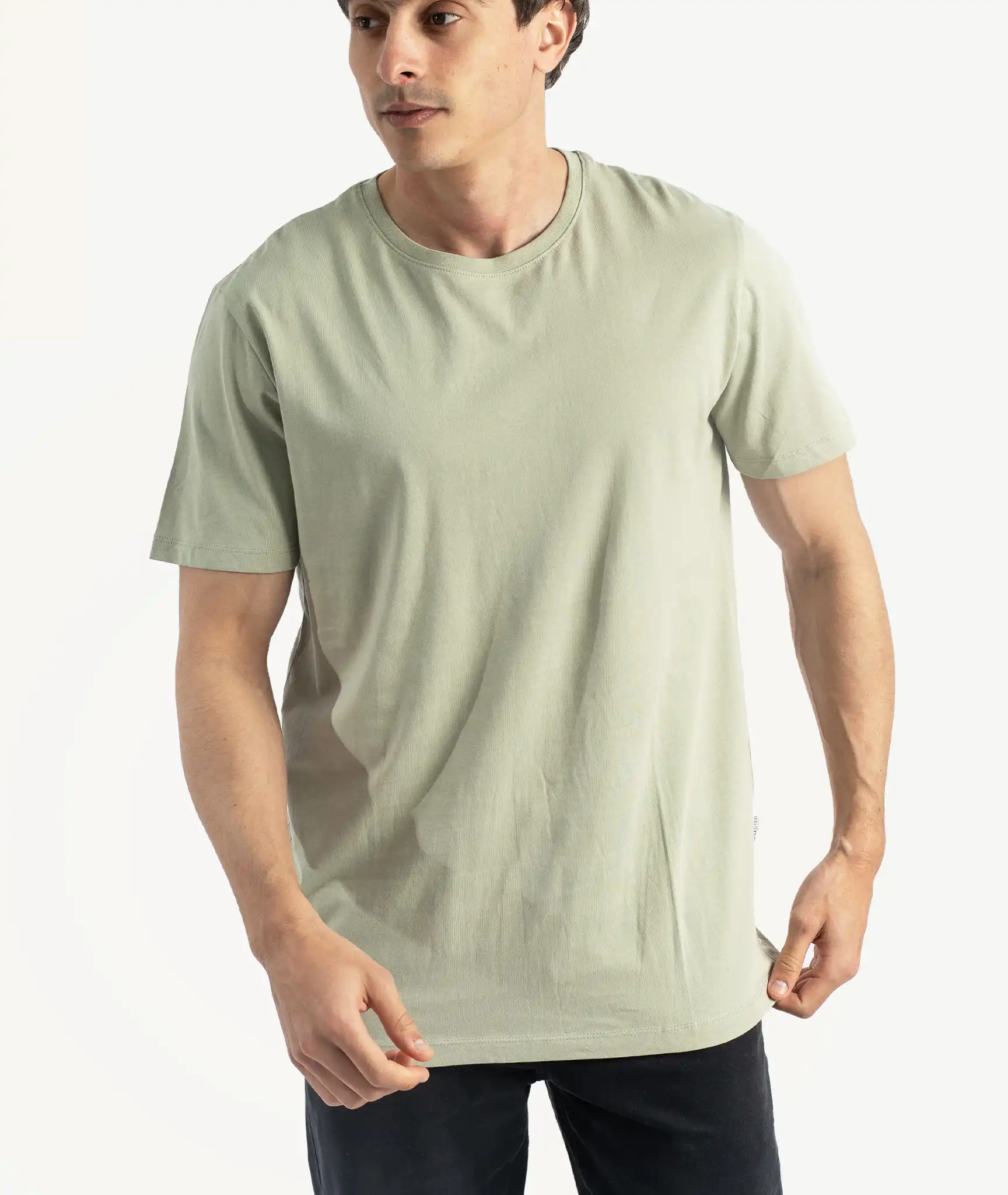 E-177034006-009_A T-Shirts Selected Basique Vert – Image 1