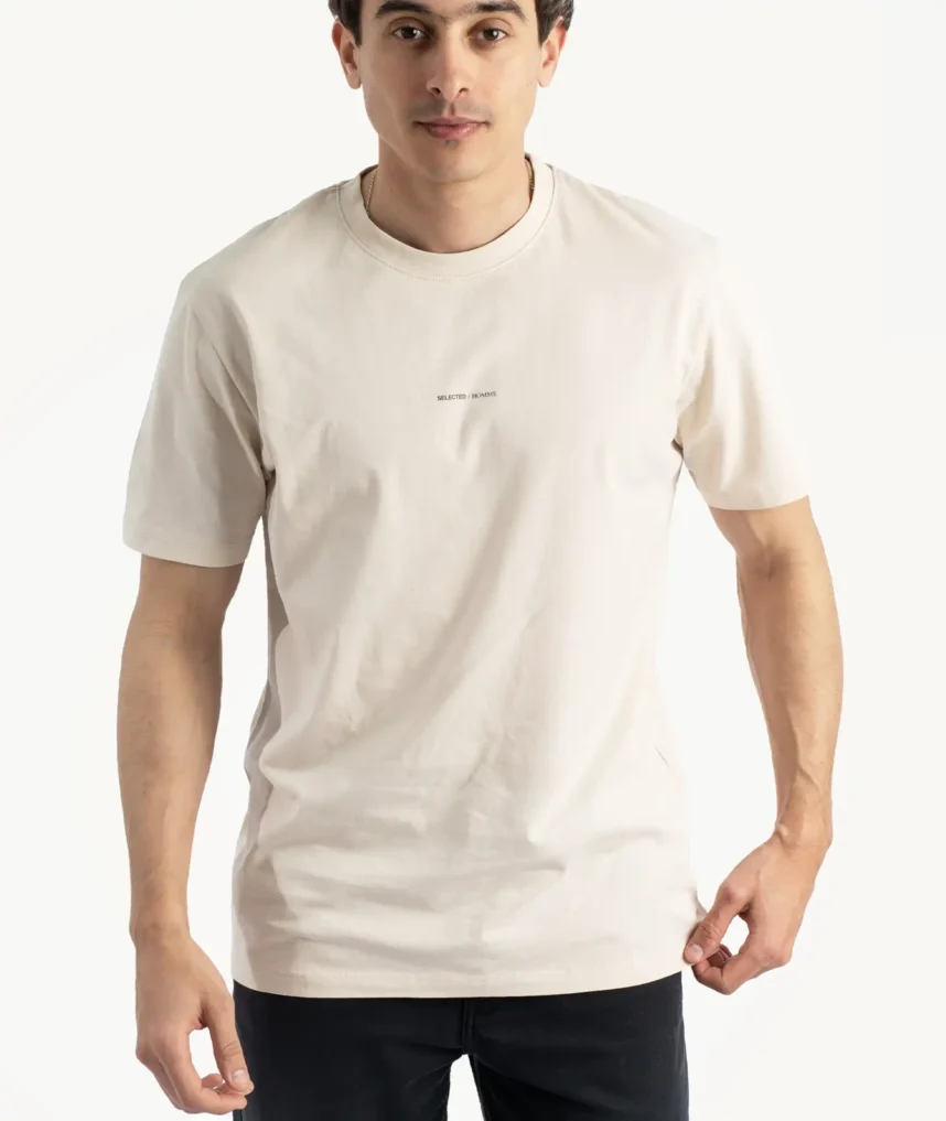 T-Shirts Selected Basique Beige
