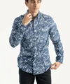 Chemise Tommy Hlfiger Bleue Feuilles