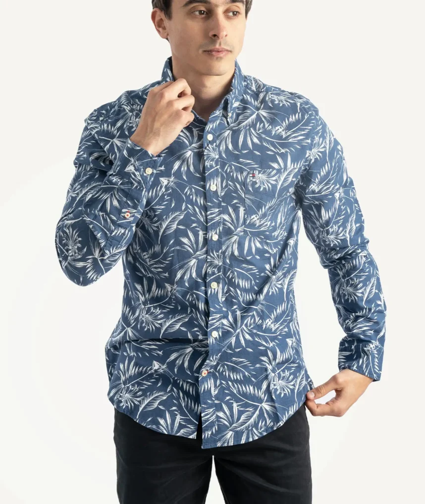 Chemise Tommy Hlfiger Bleue Feuilles