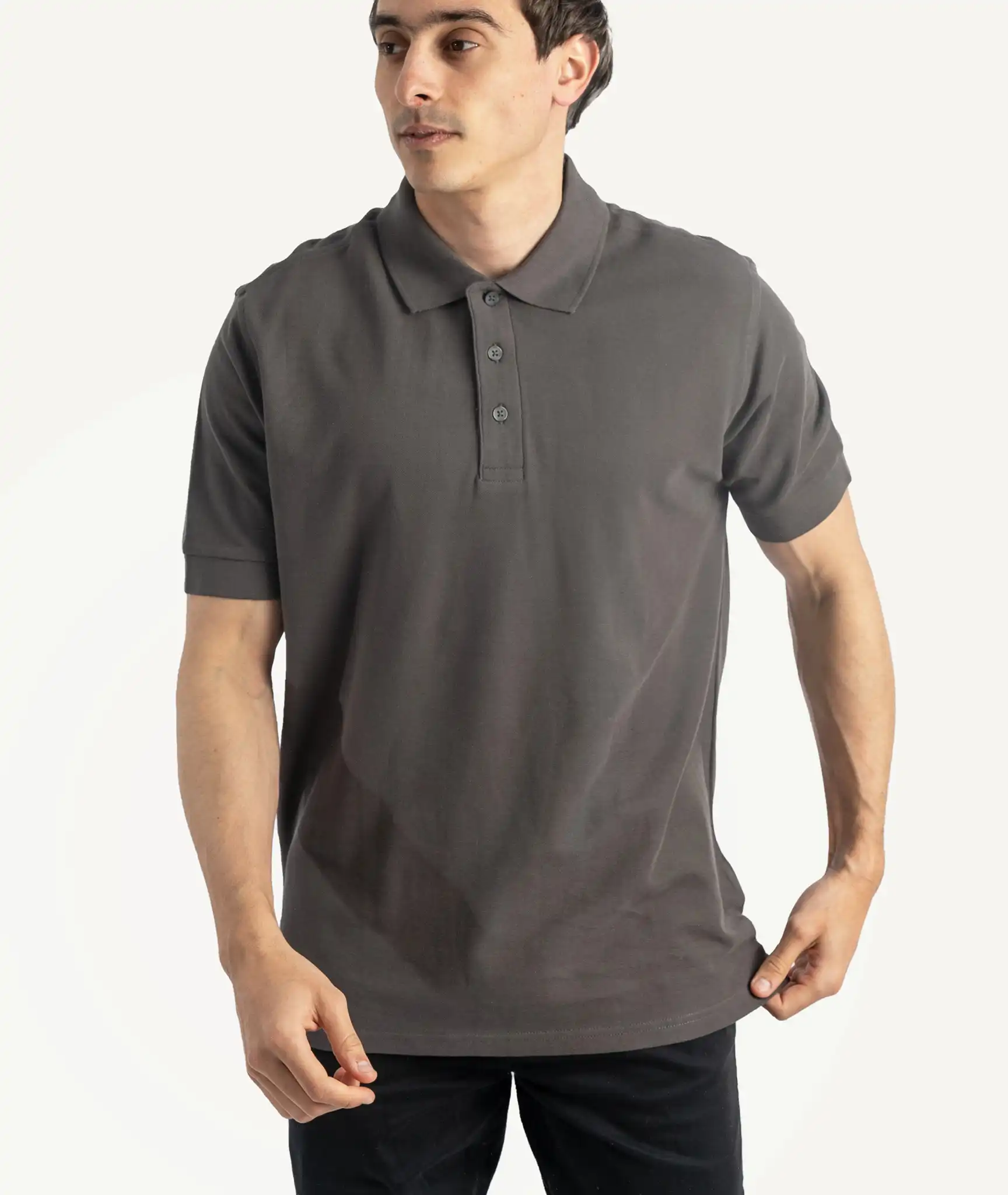 E-208020003-008_A Polos RUSSELL Basique Gris Foncé – Image 1
