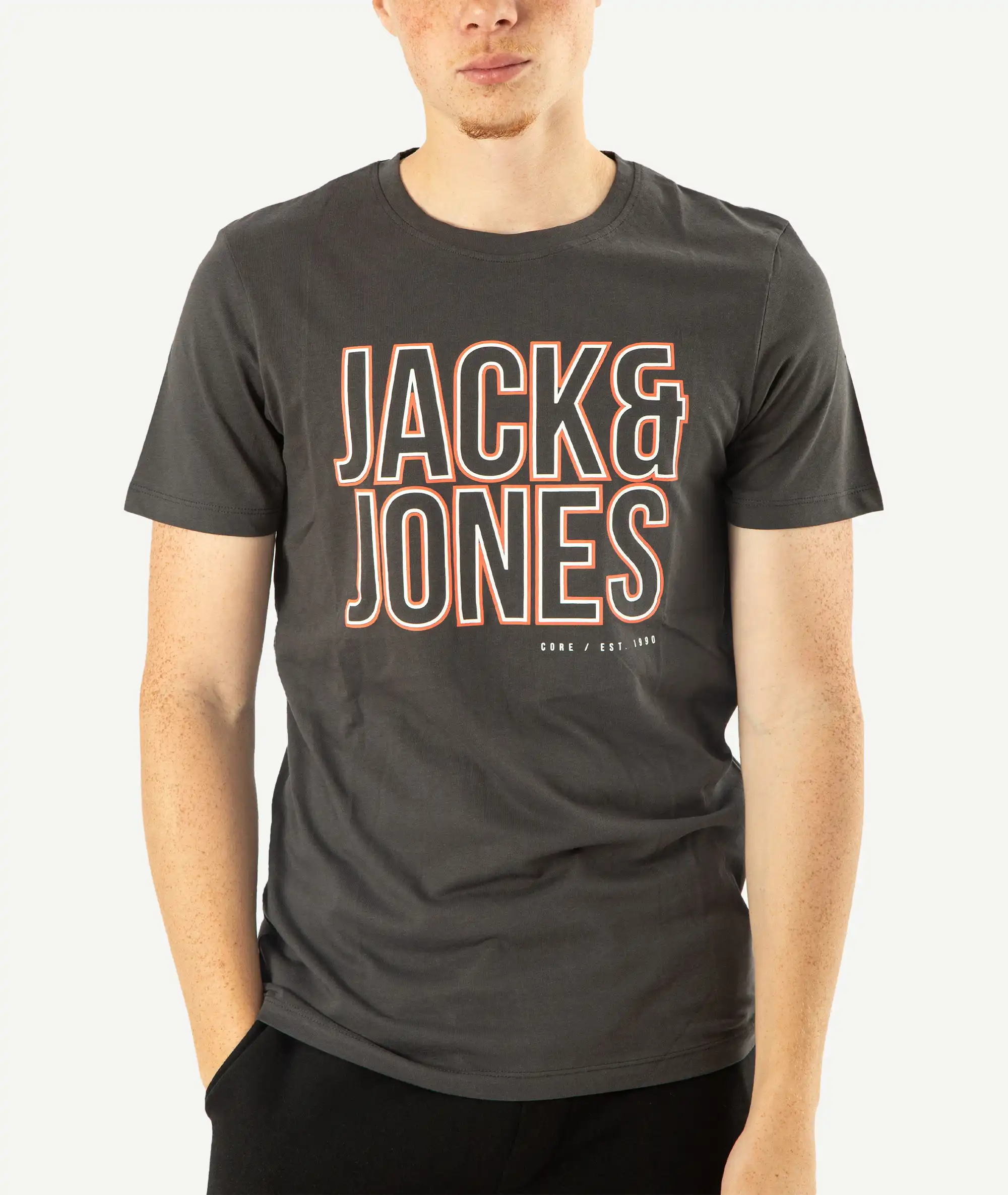 E-140034046-008_A T-Shirts JACK&JONES Imprimé Gris Fonc? – Image 1