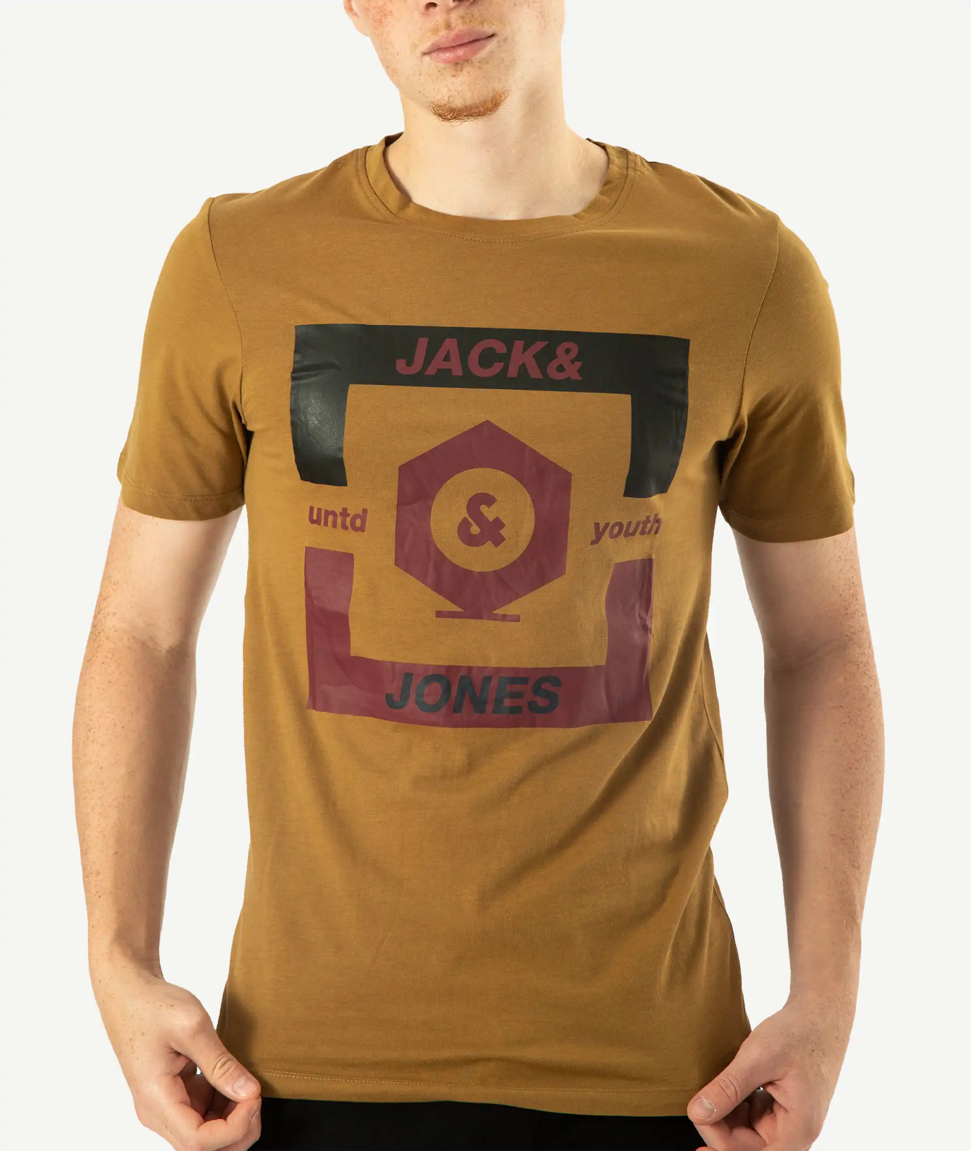 E-140034061-007_A T-Shirts JACK&JONES Imprimé Marron – Image 1