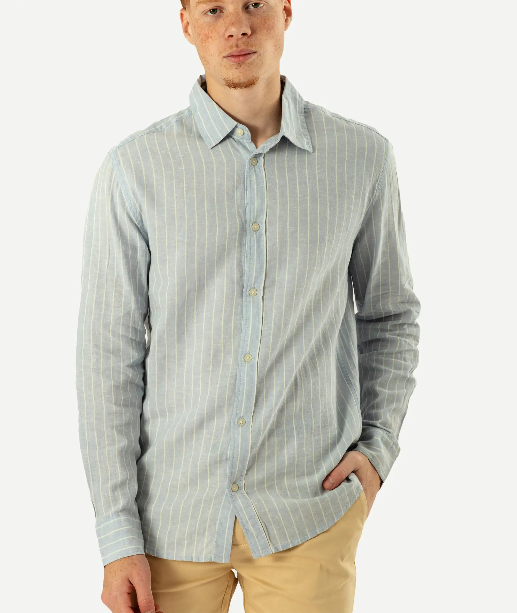 E-666392031-006_A Chemise H&M Manches Longues Bleu Ciel – Image 1