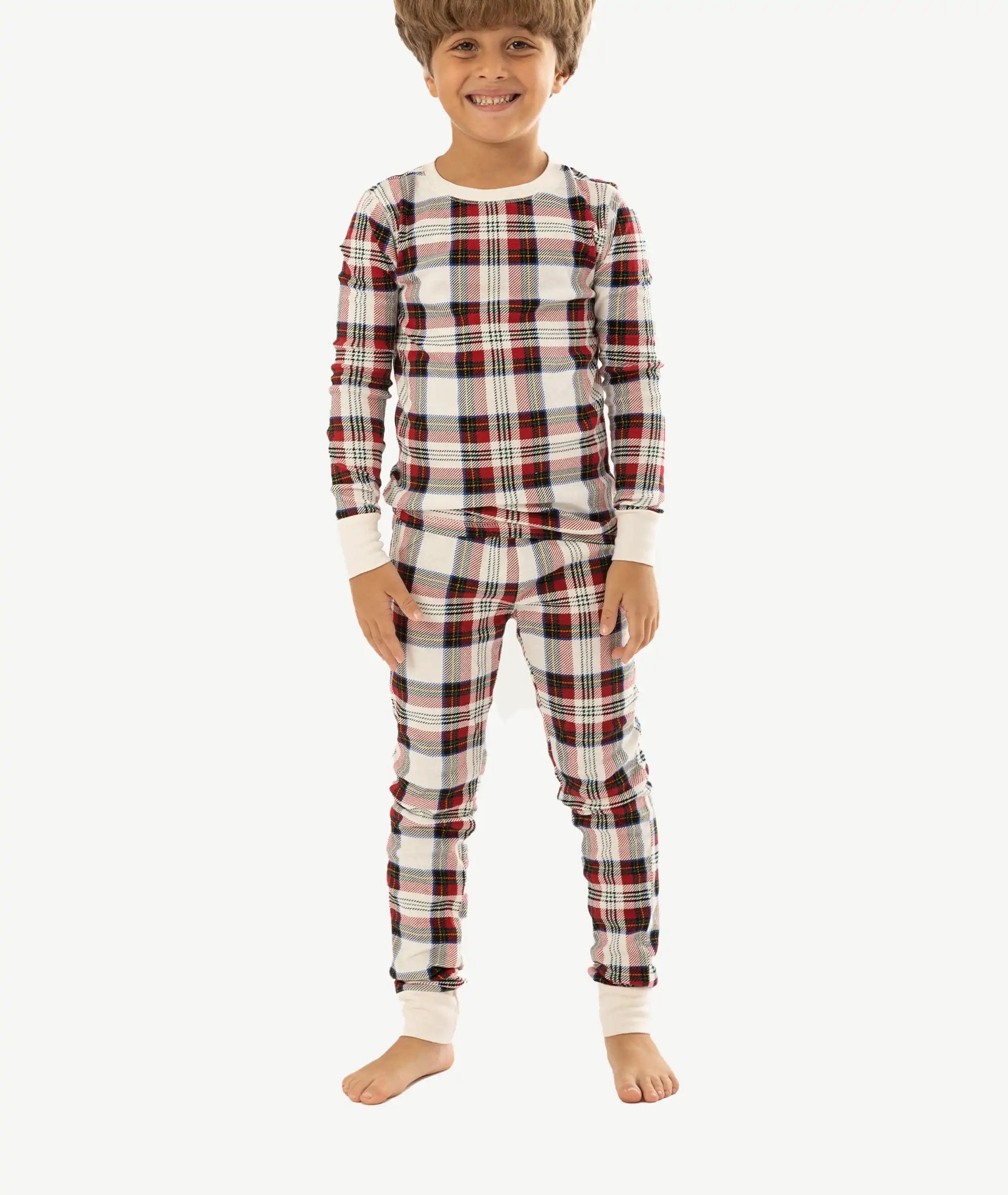 E-160022009-002_A Pyjamas à Carreaux Blanc et Rouge Enfant – Image 1