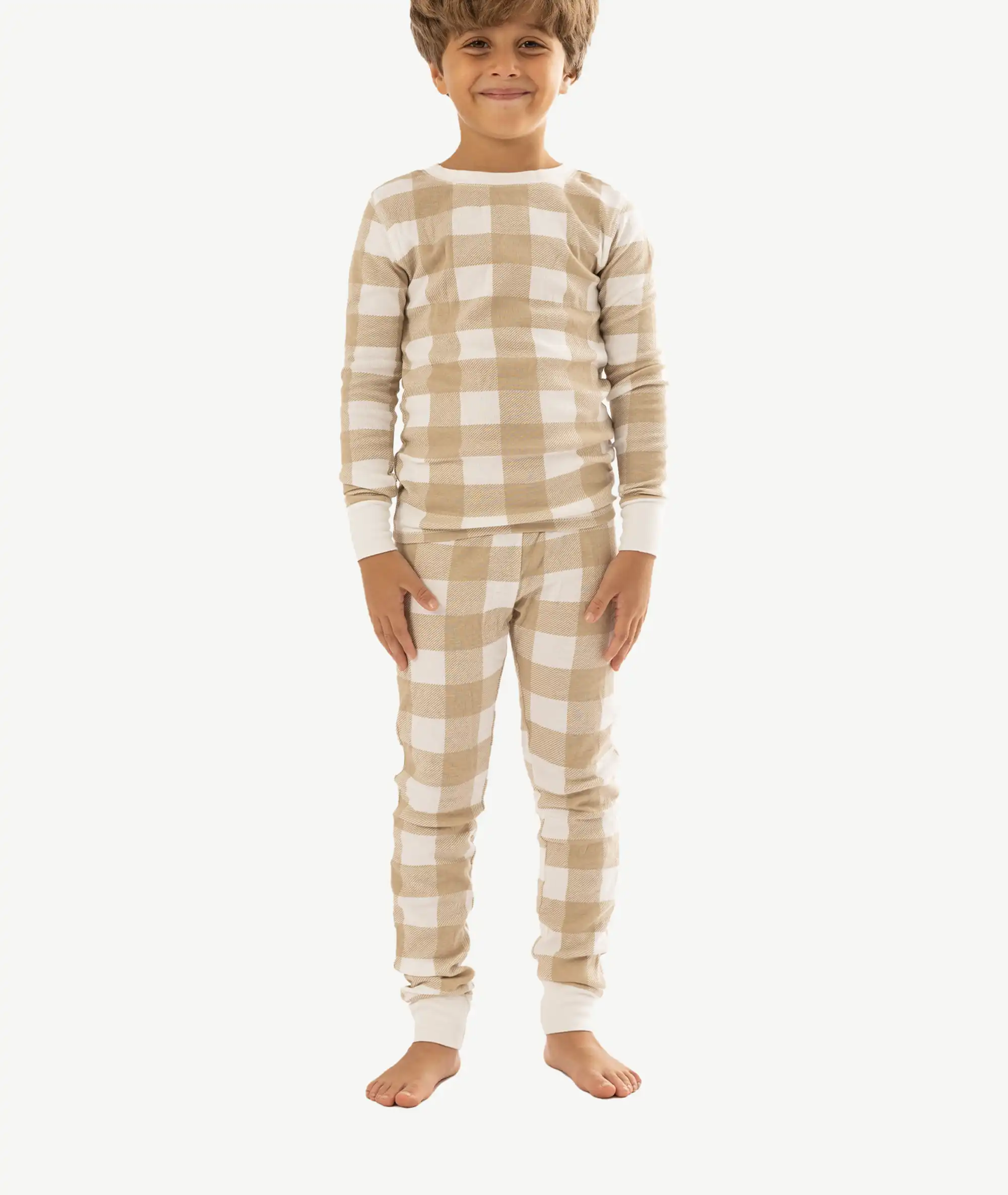 E-160022016-002_A Pyjamas à Carreaux Blanc et beige Enfant – Image 1