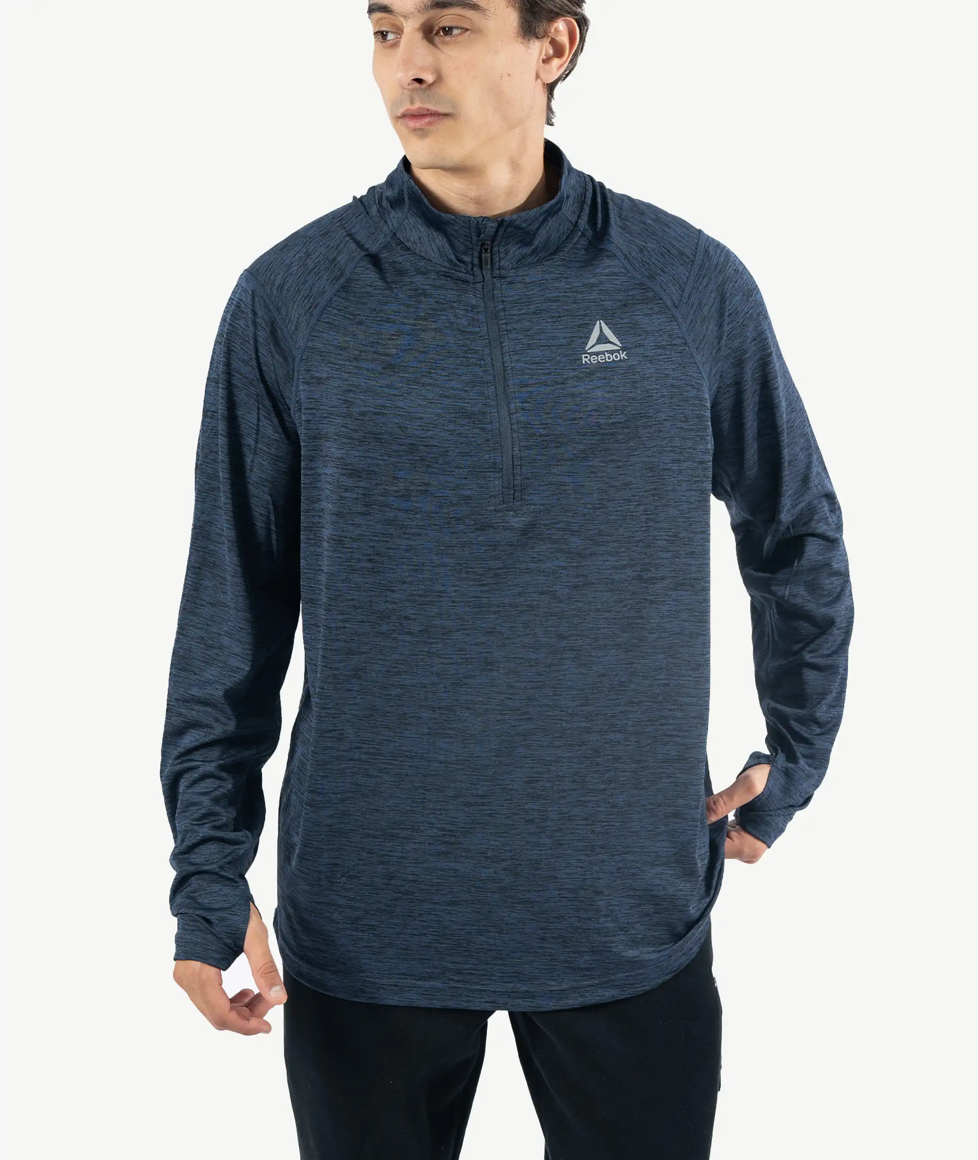 E-193021002-006_A Pull Demi-zippé Sport REEBOK Bleu Foncé – Image 1