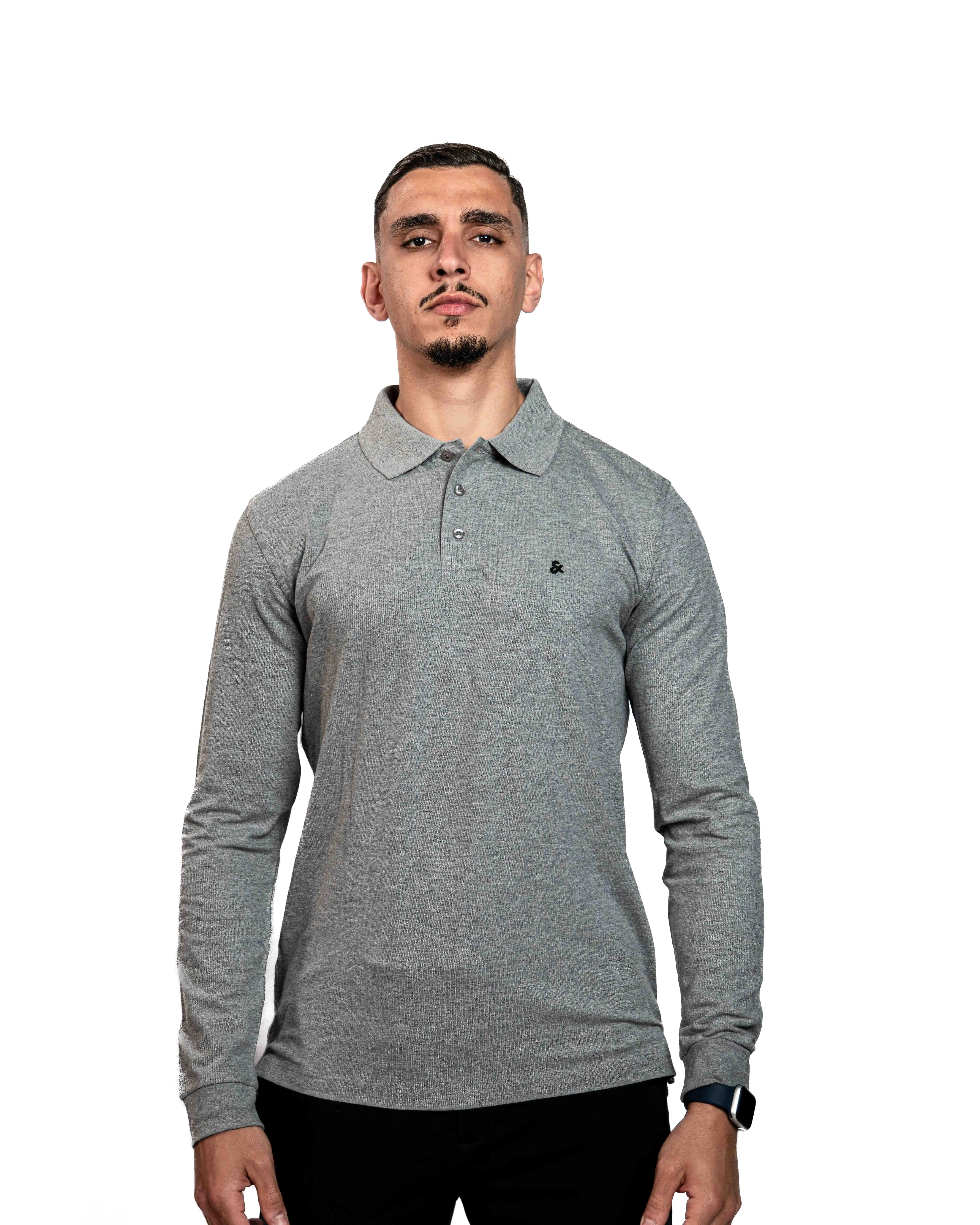 E-140020006-008_A Polo JACK&JONES Gris Basique Logo Bleu – Image 1