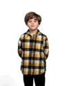 Chemise en flanelle à carreaux bleu et jaune