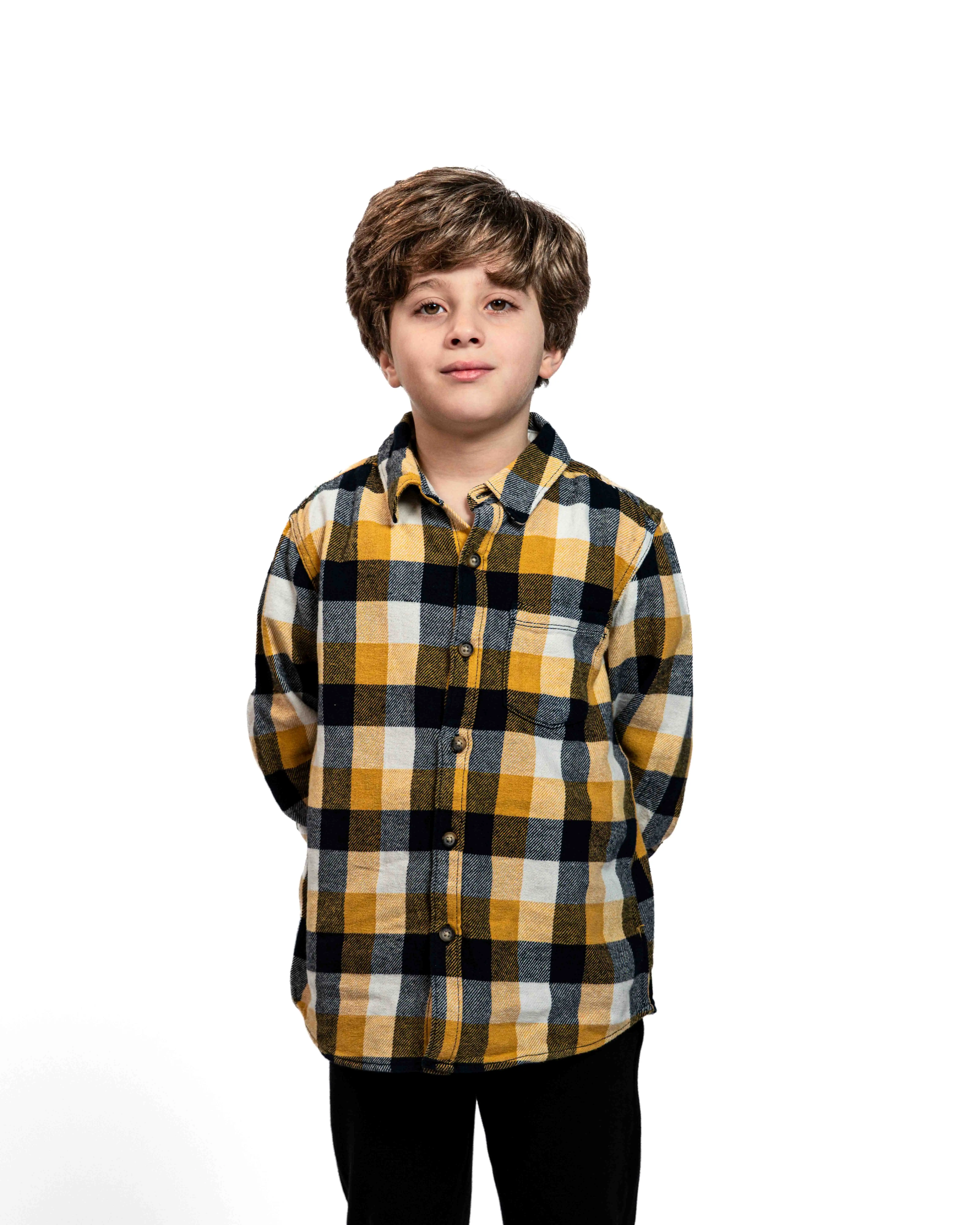 E-197006001-005_A Chemise en flanelle à carreaux bleu et jaune – Image 1
