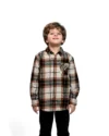 Chemise en flanelle à carreaux beige et marron