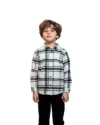 Chemise en flanelle à carreaux blanc et bleu