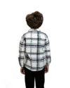 Chemise en flanelle à carreaux blanc et bleu – Image 2