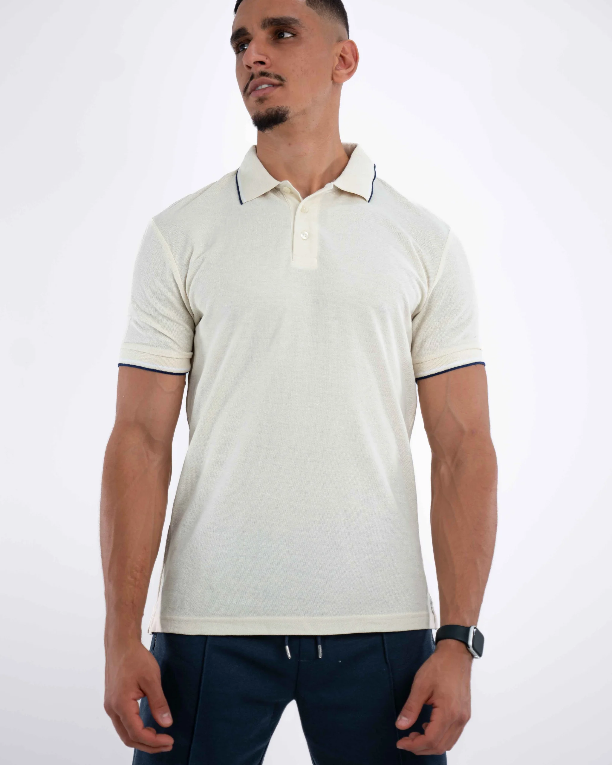 E-114020015-015_A Polo Demi-Manches Celio Crème – Image 1
