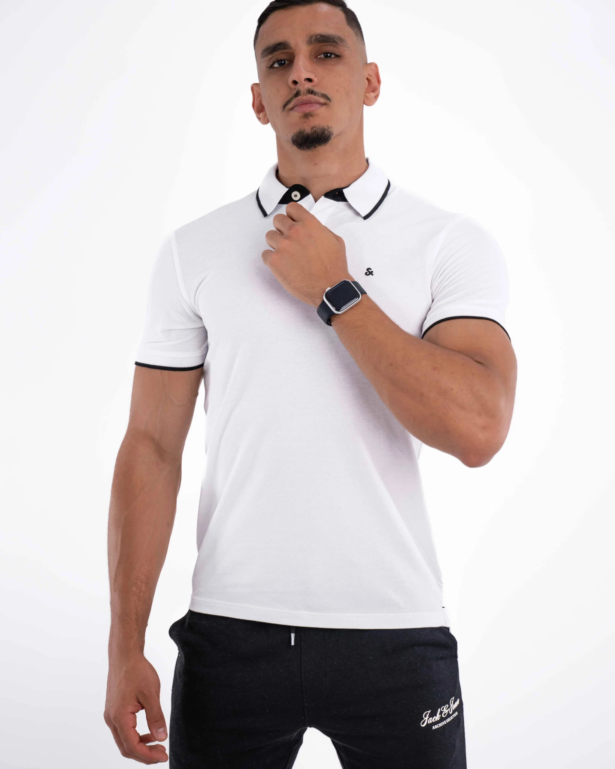 E-140020011-002_A Polo Demi-Manches Jack&Jones Blanc – Image 1