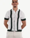 Chemise Demi-Manches Mango Blanc, Vert Foncé