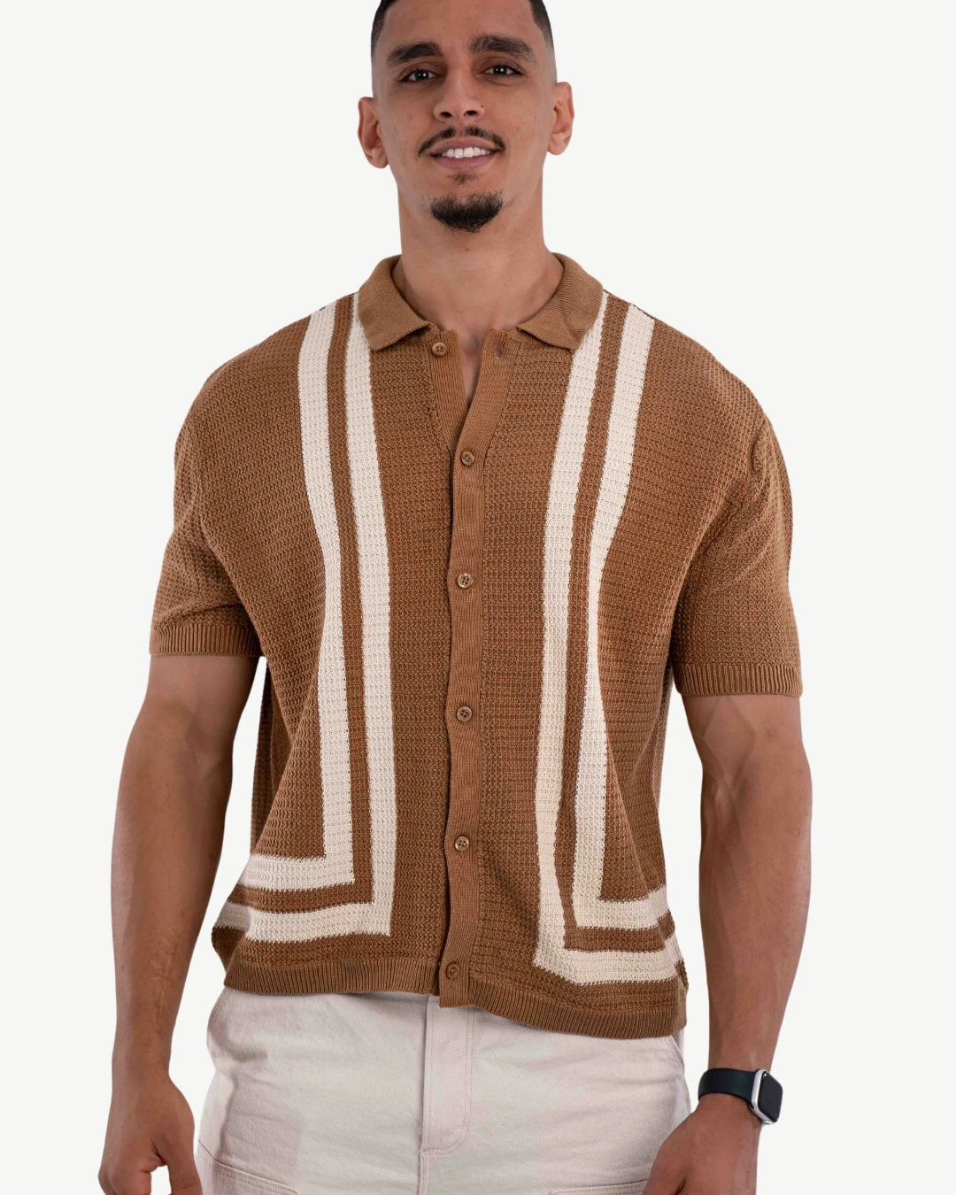 E-199006002-007_A Chemise Demi-Manches Mango Marron – Image 1