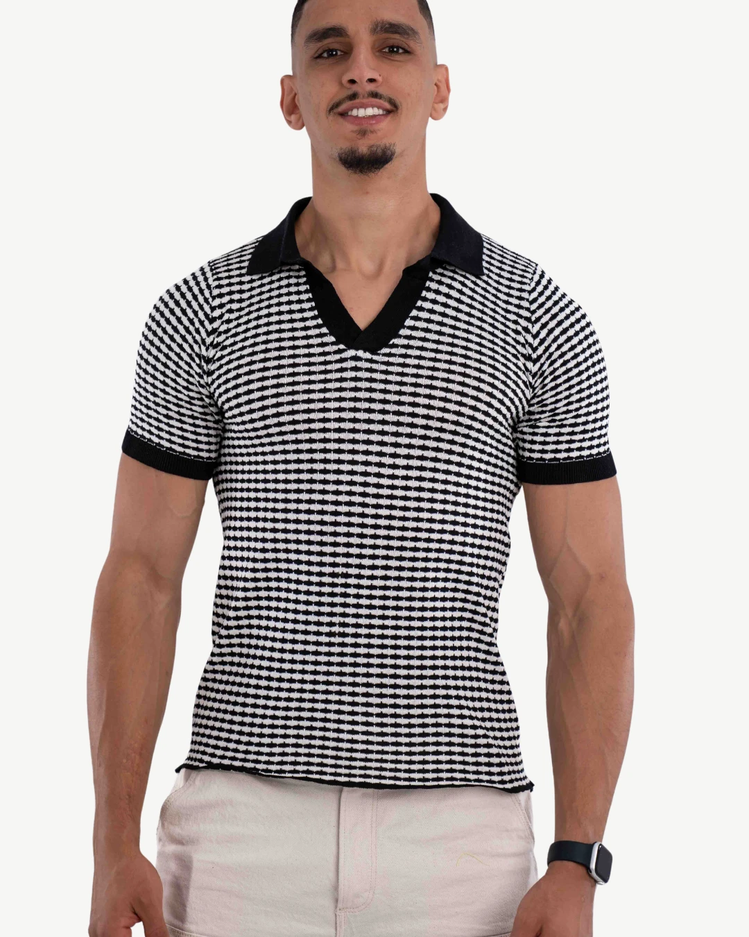 E-199020002-003_A Polo Demi-Manches Mango Noir, Blanc – Image 1