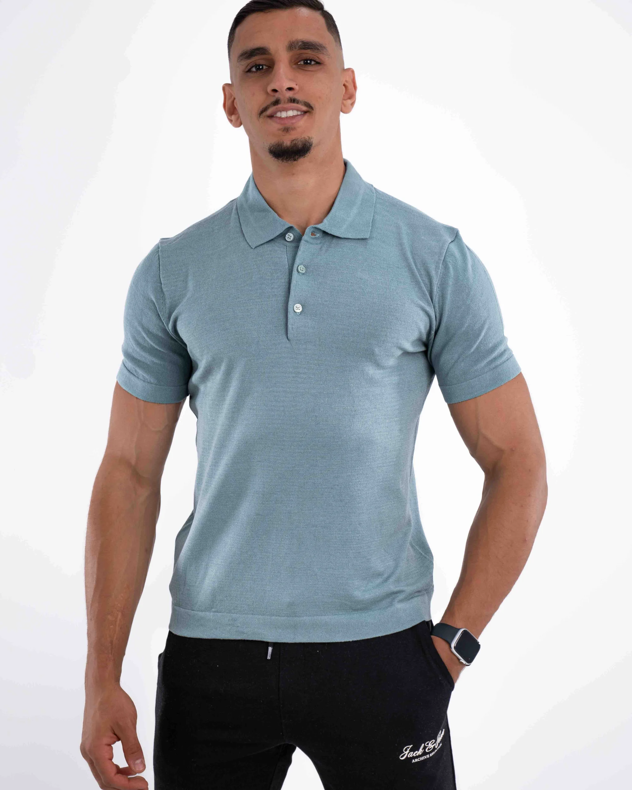 E-199020004-009_A Polo Demi-Manches Mango Vert Clair – Image 1