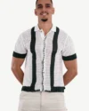 Chemise Demi-Manches Mango Blanc, Vert Foncé
