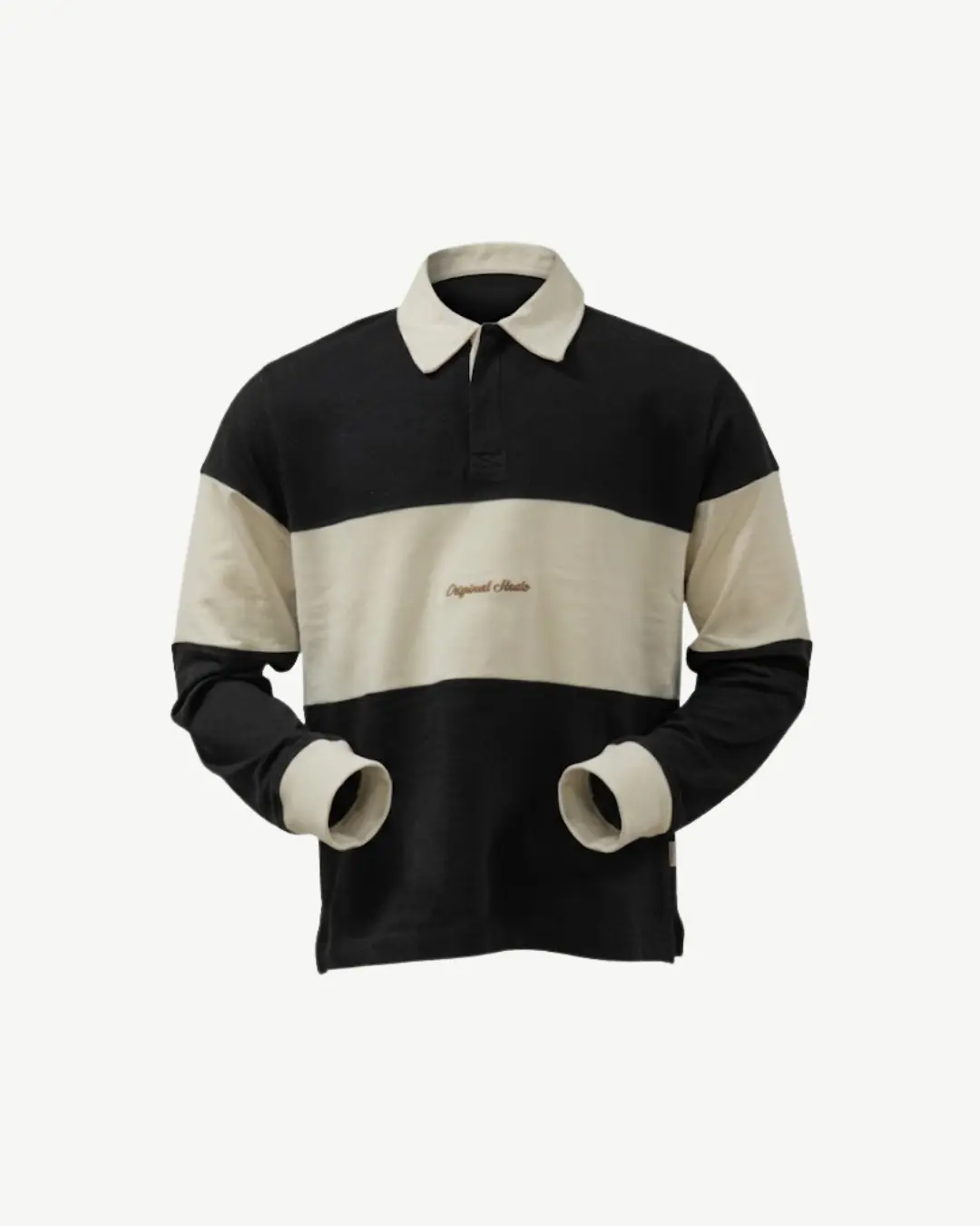 E-140020019-003_A Polo Jack&Jones Manches Longues Noir & Blanc Cassé – Image 1